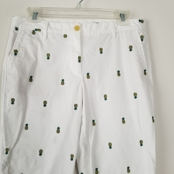 Talbots Pineapple Print Girlfriend Chino White Pants Size 8P - Picture 6 of 14
